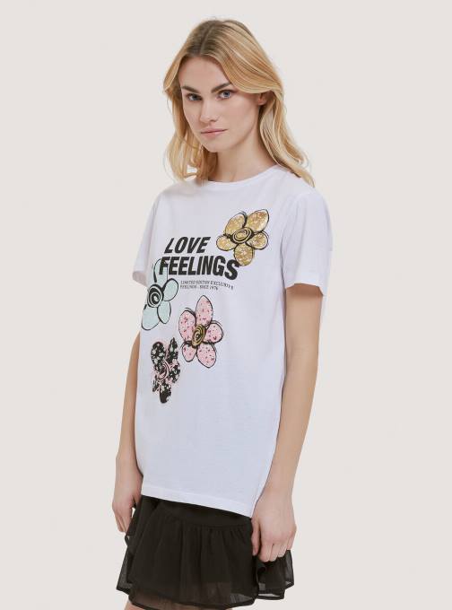 vrouwen Alcott zwart katoenen t-shirt met print kleding PT24355