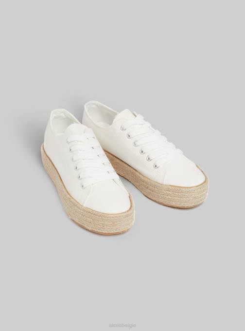 vrouwen Alcott wh2 wit sneakers met raffiazool schoenen PT24383